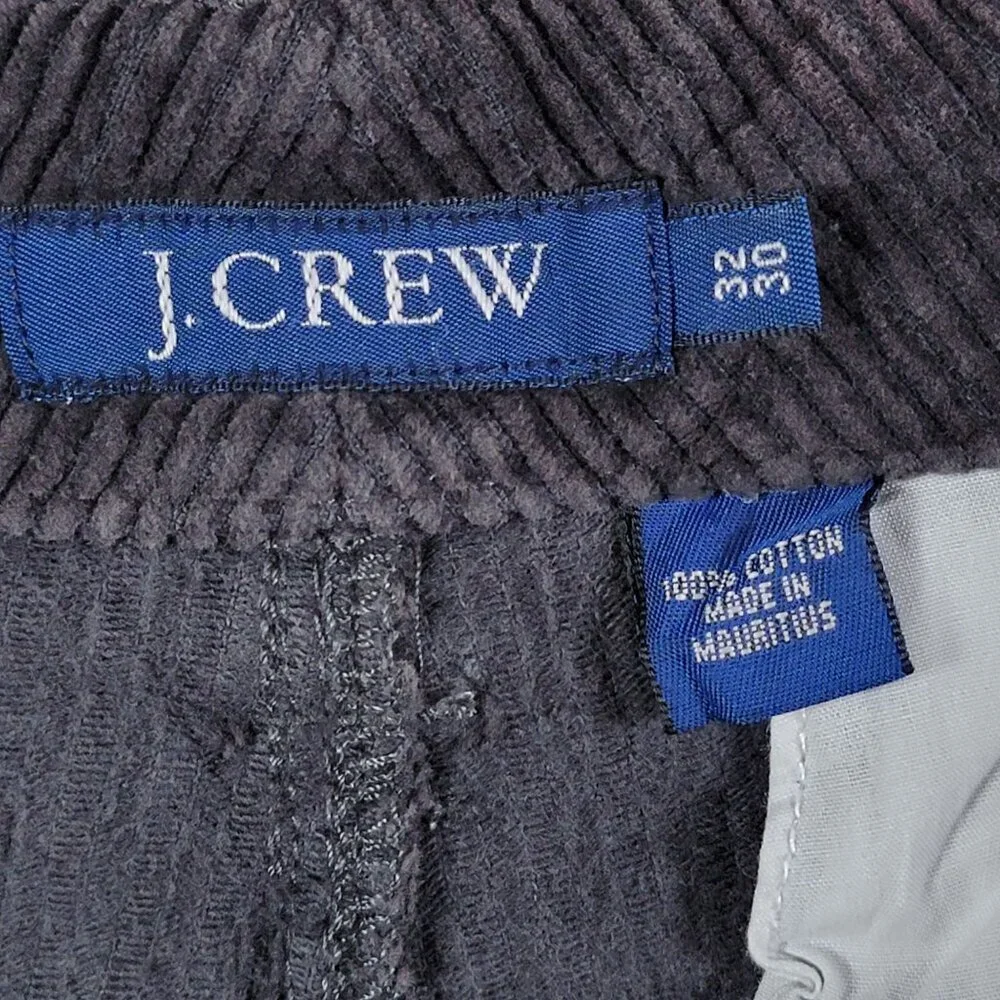 J. Crew Mens Gray Preppy Y2K Relaxed Fit Corduroy Button Fly Cargo Pants 32x30